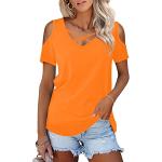 Orange Sexy Kurzärmelige Cold Shoulder T-Shirts maschinenwaschbar für Damen Größe M für den für den Sommer 