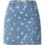Offwhitefarbene Blumenmuster Bio Mini Jeans-Miniröcke mit Reißverschluss aus Denim für Damen Größe XS 