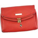 Rote Clutches mit Reißverschluss aus Leder mit Außentaschen für Damen 