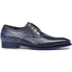 Dunkelblaue Business Derby Schuhe mit Schnürsenkel aus Kalbsleder für Herren 