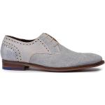 Hellgraue Business Derby Schuhe mit Schnürsenkel aus Veloursleder für Herren Größe 43,5 