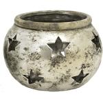 Silberne Flowerbox Teelichthalter aus Steingut 