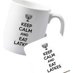 Flox Creative Keramiktasse und Untersetzer mit Aufschrift "Keep Calm Eat Latkes" auf beiden Seiten