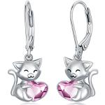 Silberne Tier Ohrringe mit Katzenmotiv für Damen 