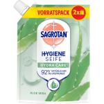 antibakteriell Sagrotan Flüssigseifen mit feuchtigkeitsspendenden Streifen mit Aloe Vera 