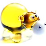 Flusspferd Mini Gelb Figur aus Glas - Glasfigur Nilpferd Goldgelb - Miniatur Setzkasten Deko Vitrine