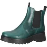 Reduzierte Grüne Casual Fly London Runde Blockabsatz Ankle Boots & Klassische Stiefeletten in Normalweite aus Leder für Damen Größe 42 