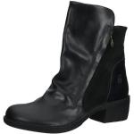 Reduzierte Schwarze Casual Fly London Runde Blockabsatz Ankle Boots & Klassische Stiefeletten mit Reißverschluss in Normalweite aus Leder für Damen Größe 39 