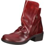 Reduzierte Rote Casual Fly London Runde Blockabsatz Ankle Boots & Klassische Stiefeletten mit Reißverschluss in Normalweite aus Veloursleder für Damen 