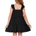 Schwarze Ärmellose Midi Volantkleider für Kinder & Kinderstufenkleider mit Volants für Mädchen Größe 110 für den für den Frühling 