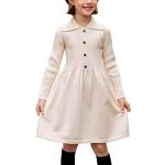 Aprikose Unifarbene Elegante Langärmelige Kinderstrickkleider für Mädchen Größe 110 für den für den Winter 
