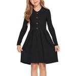 Schwarze Unifarbene Elegante Langärmelige Kinderstrickkleider für Mädchen für den für den Herbst 