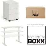 FM Homeoffice BOXX 2.1 - EASY GO Schreibtisch und ROLL ON Rollcontainer weiß