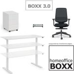 fm Homeoffice BOXX 3.0, Sitz-Stehtisch, Bürodrehstuhl, Rollcontainer (Aktionspreis)