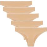 Nudefarbene Bikinihosen & Bikinislips aus Baumwollmischung für Damen Größe L 5-teilig 