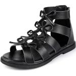 Schwarze Römersandalen & Gladiator Sandalen mit Reißverschluss aus Leder atmungsaktiv für Kinder Größe 32 für den für den Sommer 
