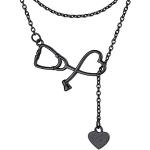Schwarze Zweireihige Halsketten & Mehrlagige Halsketten aus Edelstahl für Damen 