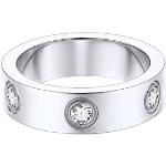 Silberne Elegante Runde Edelstahlringe poliert aus Stahl mit Zirkon Größe 54 zur Hochzeit 