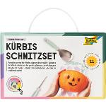Mintgrüne Folia Kürbis Schnitzsets mit Halloween-Motiv 