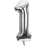 Silberne Zahl 1 Buttinette Folienballons Silvester 