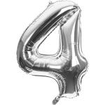 Silberne Zahl 4 Buttinette Folienballons Silvester 