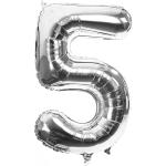Silberne Zahl 5 Buttinette Folienballons aus Silber zu Silvester 
