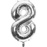 Silberne Zahl 8 Buttinette Folienballons aus Silber zu Silvester 
