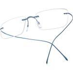 FONEX Titan-Brillenfassung, randlos, rahmenlos, optische Brille für Damen und Herren F85634, Blau - blau - Größe: Medium