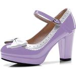 Violette High Heels & Stiletto-Pumps mit Schnalle in Normalweite aus Leder für Damen Größe 45 