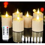 Reduzierte Elfenbeinfarbene Romantische LED Kerzen mit Timer wiederaufladbar 6-teilig 
