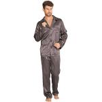 Graue Pyjamas lang aus Satin für Herren Größe 4 XL 