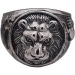 Schwarze Vintage Claddagh Ringe mit Löwen-Motiv poliert aus Silber für Herren 