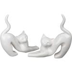 Weiße Moderne 27 cm Formano Dekokatzen mit Tiermotiv aus Keramik 2-teilig 