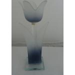 Blaue Formano Teelichthalter mit Tulpenmotiv aus Glas 