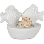 Weiße Maritime Formano Fisch-Teelichthalter mit Tiermotiv aus Keramik 