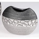 Formano Vase flach 21x17cm silber - grau aus Keram