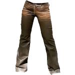 Braune Fornarina Rock Star Stretch-Jeans aus Leder für Damen Weite 27 