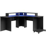 Schwarze Forte Nachhaltige Gaming Tische aus MDF Breite 150-200cm, Höhe 150-200cm, Tiefe 150-200cm 