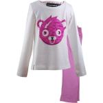 Rosa Motiv Fortnite Lange Kinderschlafanzüge mit Glitzer maschinenwaschbar für Mädchen Größe 128 