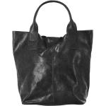 Schwarze Lederhandtaschen aus Glattleder mit Kettenhenkel für Damen 