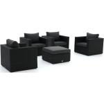 Reduzierte Schwarze Polyrattan Sessel aus Polyrattan 5-teilig 