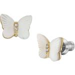 Goldene Elegante Fossil Schmetterling Ohrringe mit Insekten-Motiv aus Edelstahl mit Perlmutt für Damen 