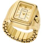 Goldene 5 Bar wasserdichte Wasserdichte Fossil Quarz Damenarmbanduhren poliert aus Edelstahl mit römischen Zahlen mit Mineralglas-Uhrenglas 