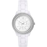 Reduzierte Weiße Fossil Stella Kunststoffarmbanduhren mit Kunststoff-Uhrenglas für Damen 