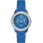 Reduzierte Blaue Fossil Stella Kunststoffarmbanduhren mit Kunststoff-Uhrenglas für Damen 