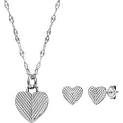 Fossil Halskette - Harlow Heart To Heart Stainless Steel Pendant Neck - Gr. unisize - in Silber - für Damen