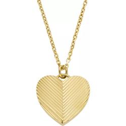 Fossil Halskette - Harlow Linear Texture Heart Gold-Tone Stainless St - Gr. unisize - in Gold - für Damen