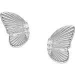Reduzierte Silberne Fossil Schmetterling Ohrringe mit Insekten-Motiv mit Zirkonia für Damen 