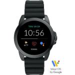 Schwarze Smartwatches aus Silikon mit Smart Notifications mit Bluetooth mit Silikonarmband für Herren 