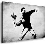 Graue fotoleinwand24 Banksy Digitaldrucke mit Graffiti-Motiv 100x150 